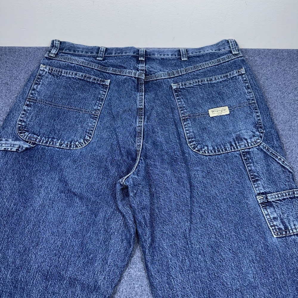 Vintage Wrangler 36x32 Carpenter Jeans Mens Denim Blue 94LSWDV Wide Leg Baggy - Picture 4 of 10